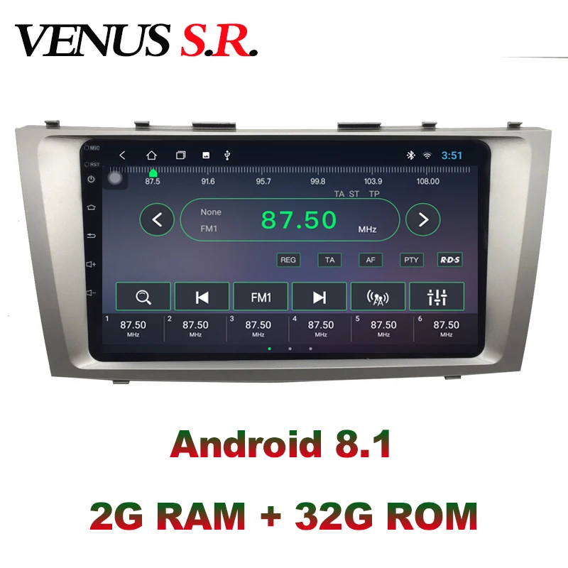 VenusSR Android 8,1 ips экран 2G+ 32G 8 ядерный автомобильный dvd-плеер gps навигация Мультимедиа для Toyota Camry радио 2006-2011