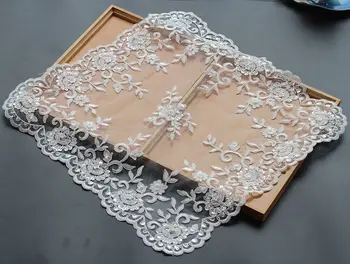 

Free shipping Luxury Beaded Lace Tablecloth Handmade Sheet Doilies Alencon Lace Mat Top Cover