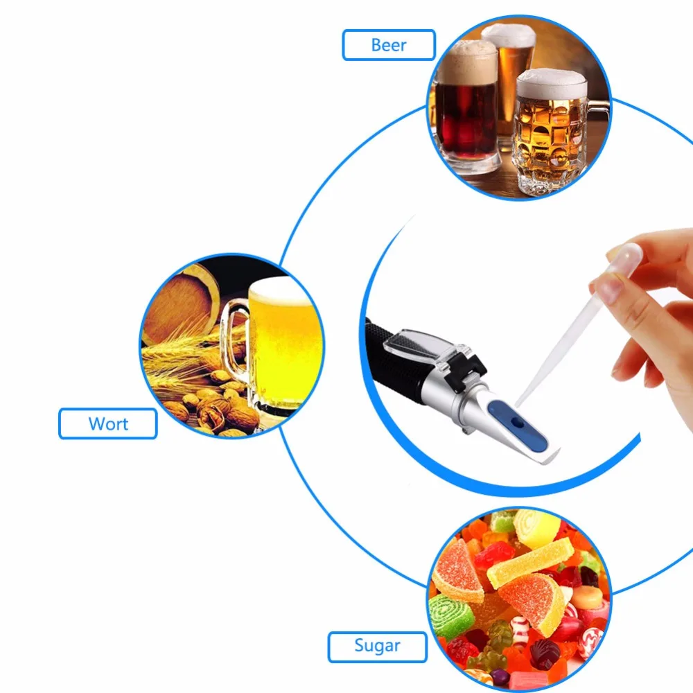 Рефрактометр для пива и вина, Рефрактометр Брикса для пивоварения 0-32 и 1,000-1,120 двойная шкала удельного веса