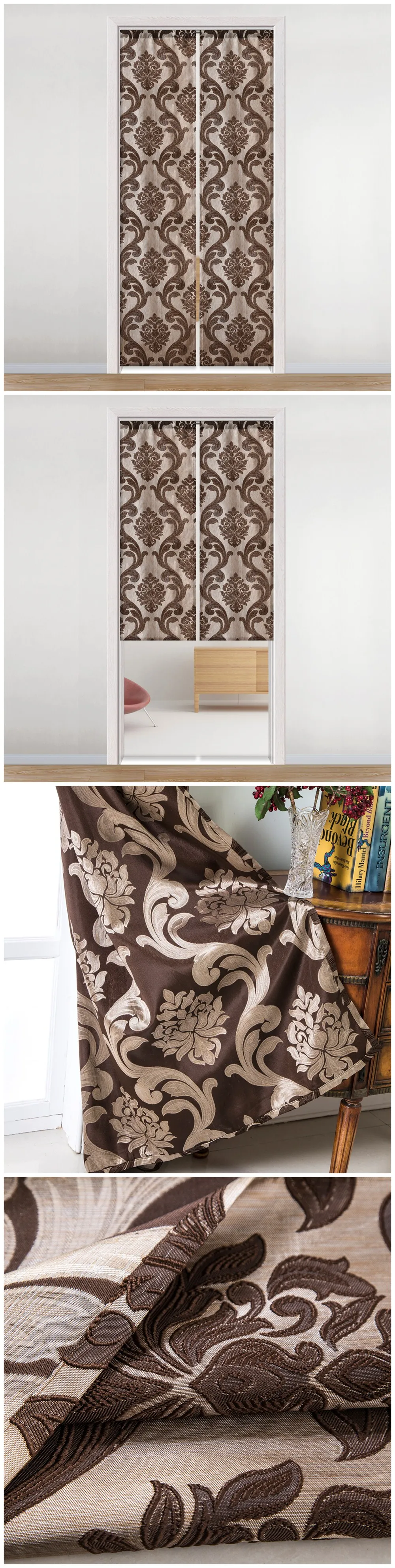 MLS-Smt303 NAPEARL Special Short Curtains For Door Rod Pocket Processing European Floral Jacquard Drops All Match Drapery Fabric Thread  (4)
