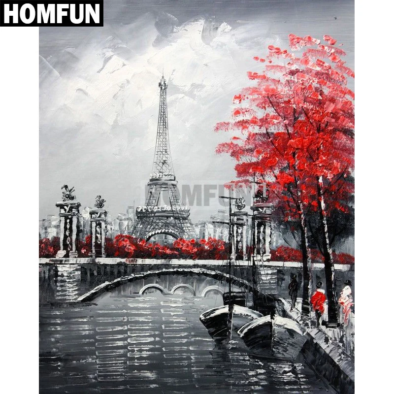 Алмазная 5D Вышивка HOMFUN A02570 Эйфелева башня картина с полными квадратными/круглыми