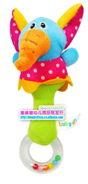 Новое поступление Soft животной модели колокольчики погремушки милый подарок детские плюшевые игрушки руку кукол stick детские teether погремушки pt916002 - Цвет: elephant