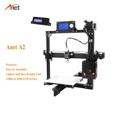 Anet A2 поддержка 1,75 мм PLA ABS 3d печать Высокое качество 3d Drucker лучшая точность простота в эксплуатации 12864/2004 lcd Impressora 3d