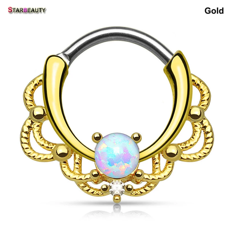 Starbeauty Royal Septum OPAL Nose Ring 16G Nose Piercings Women Ear