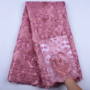 

High Quality Nigerian French Lace African Lace Fabric Fashion Embroidery Stones And Beads Mesh Lace For Party Dresses A1573