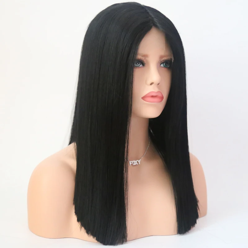 LUFFYHAIR бразильские прямые человеческие волосы парики с волосами младенца средней части Кружева передние парики remy волосы бесклеевой средней длины парик