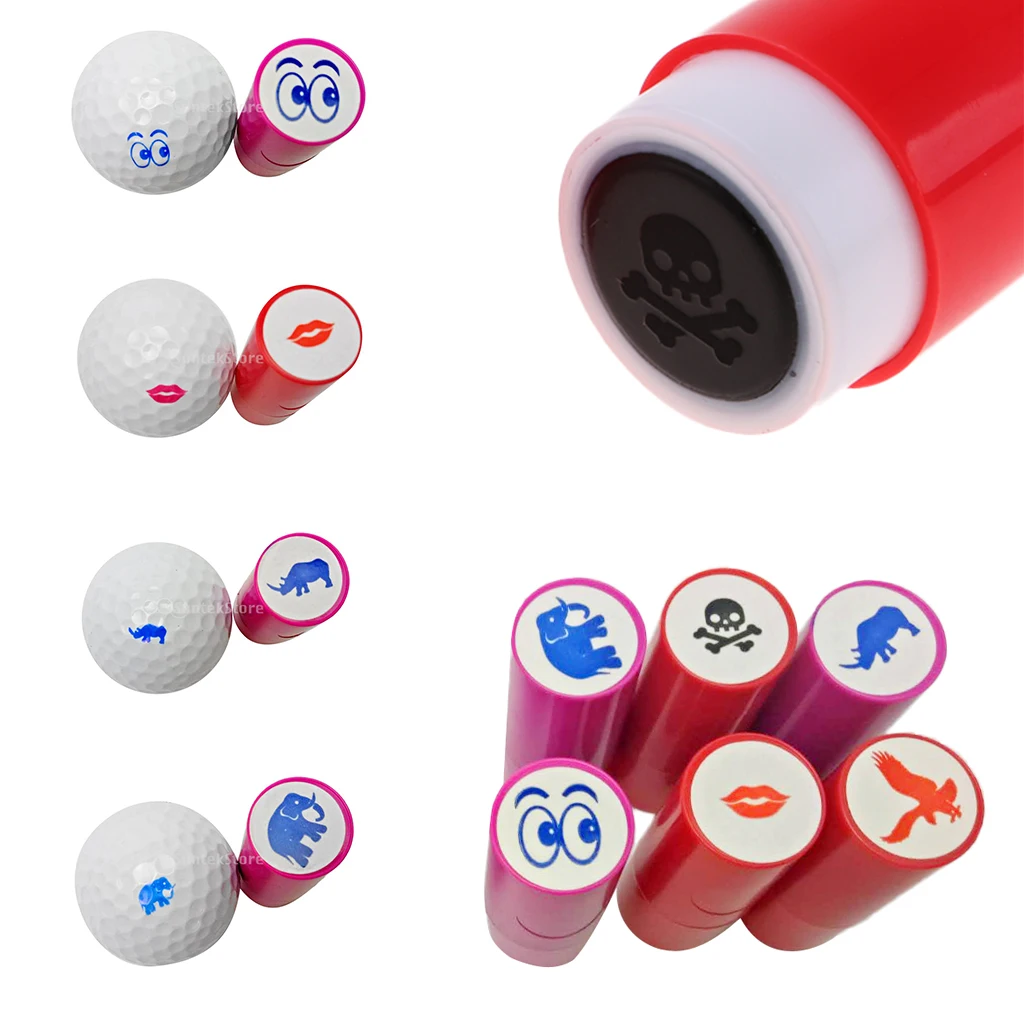 6 Pieces  5.3cm ABS Plastic Colorfast Quick-dry Golf Ball Stamp Stamper Marker Impression Seal