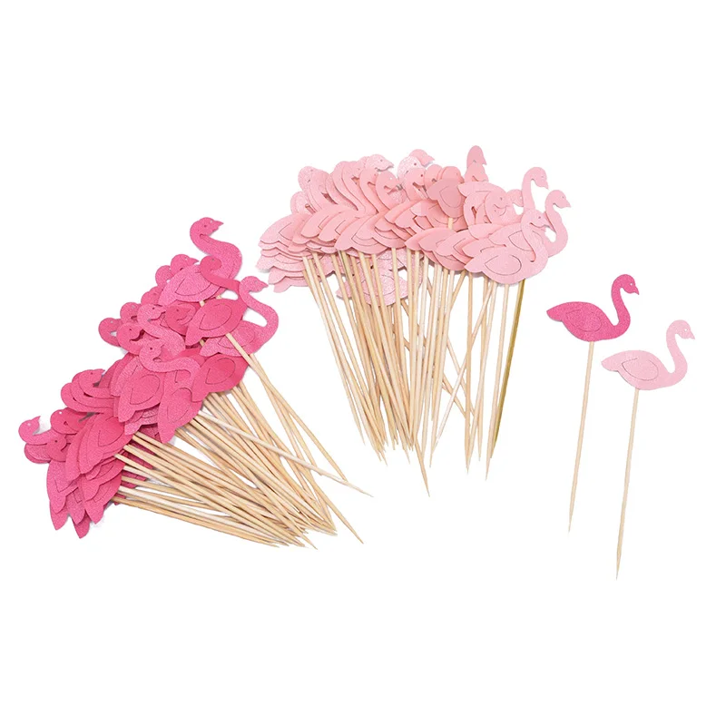 

20pcs/lot Mini Flamingo Cupcake Toppers Wedding Table Decorations Kids Birthday Party Baby Shower Cake Top Flags Cake Decoration