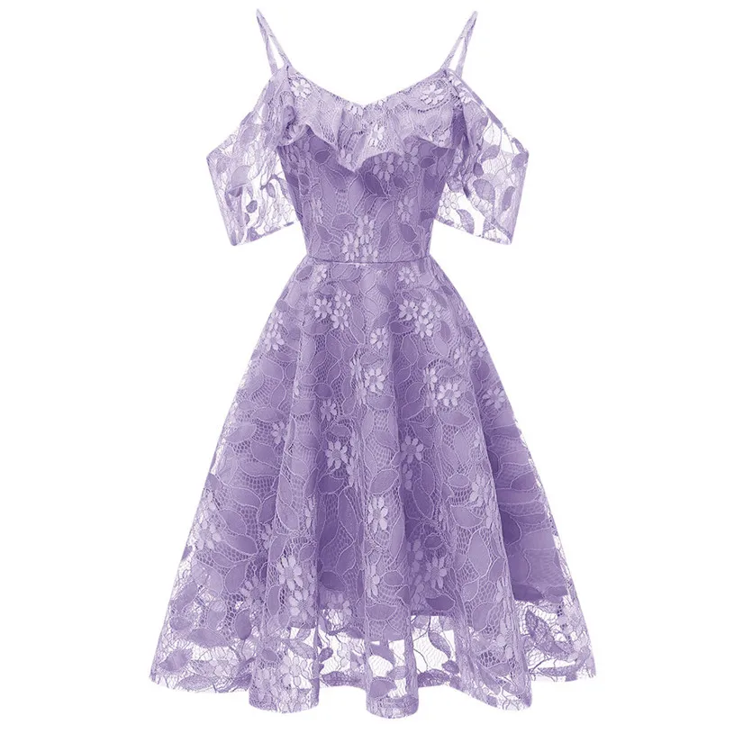 A line Dress Women Vintage Sexy Dress Princess Floral Lace Dress Solid Party Dresses Vestidos Verano 2018 Wholesales 40AT2724
