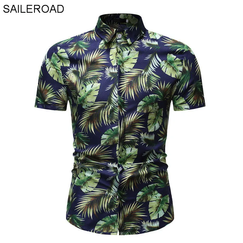 SAILEROAD Camisa Flores Hombre Мужская рубашка рубашки Гавайская Мужская рубашка с цветочным принтом облегающие топы с принтом Camisa Preta