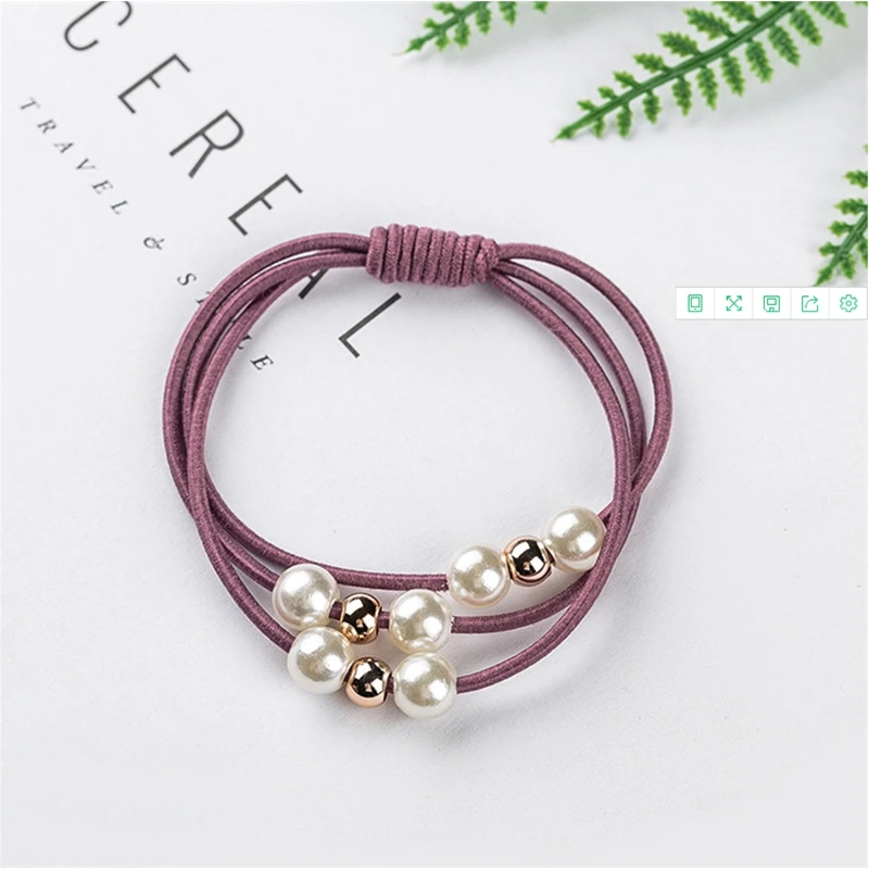 

Детские эластичные резинки для волос три в одном с искусственным жемчугом, плетеные резинки для волос, украшение для волос, аксессуары, 6 шт./упак. разные цвета