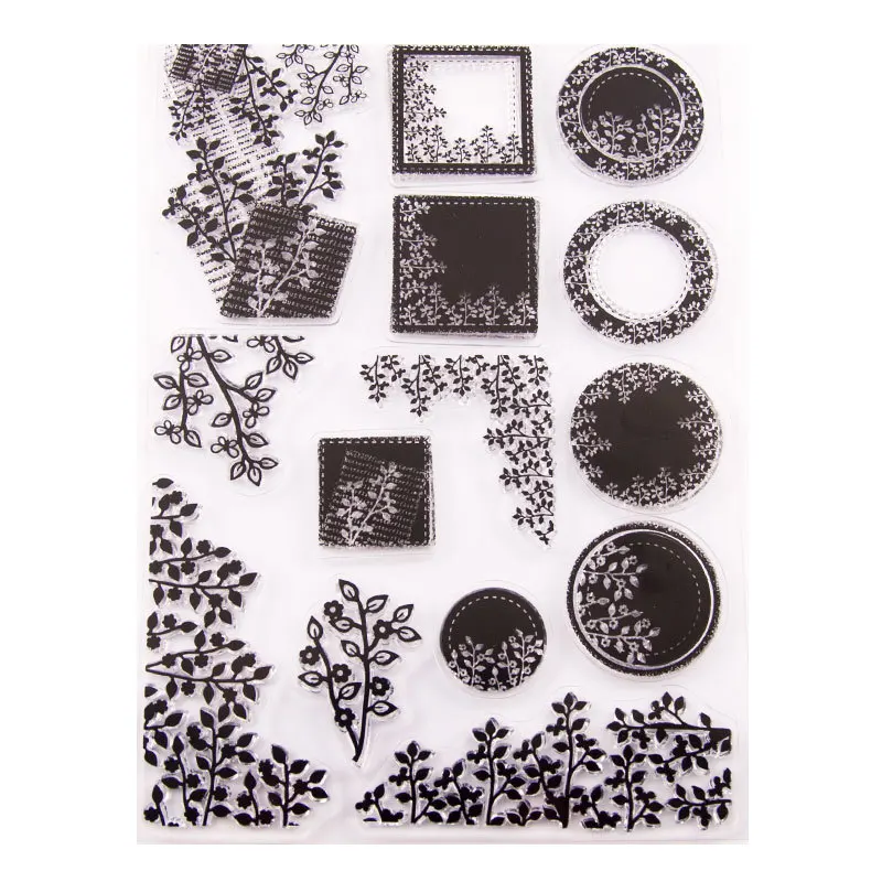 

flowers leaves corners circle borders transparent Rubber Clear Stamp Scrapbook/Photo Album DIY Card Making Clear Stamps