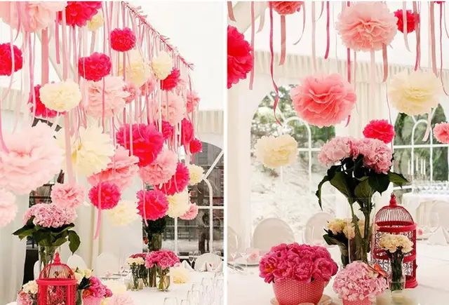 sales promotion 16inch 40cm 200pcs large tissue haning paper pompom large paper flower balls