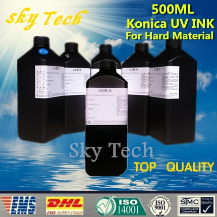 500ML*6   LED UV INK , BK C M Y LC LM , UV ink  FOR Konica printhead UV printer .for hard materials