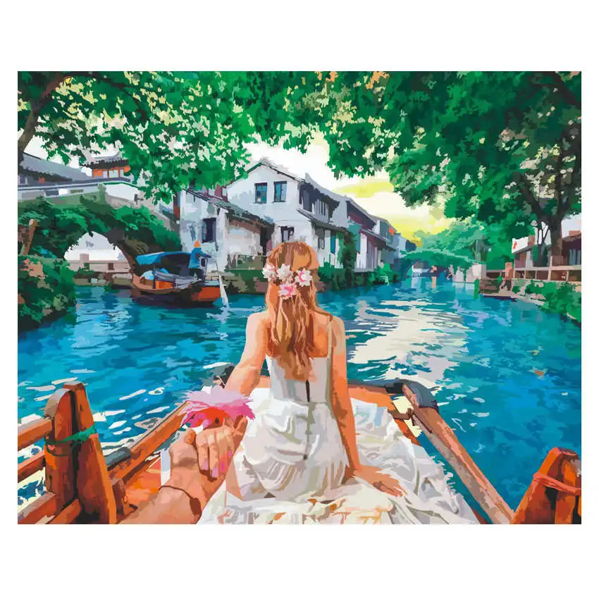 

WONZOM Boat Couple Painting By Numbers Romantic Oil Painting Cuadros Decoracion Acrylic Paint On Canvas Modern 9 Type Home Art