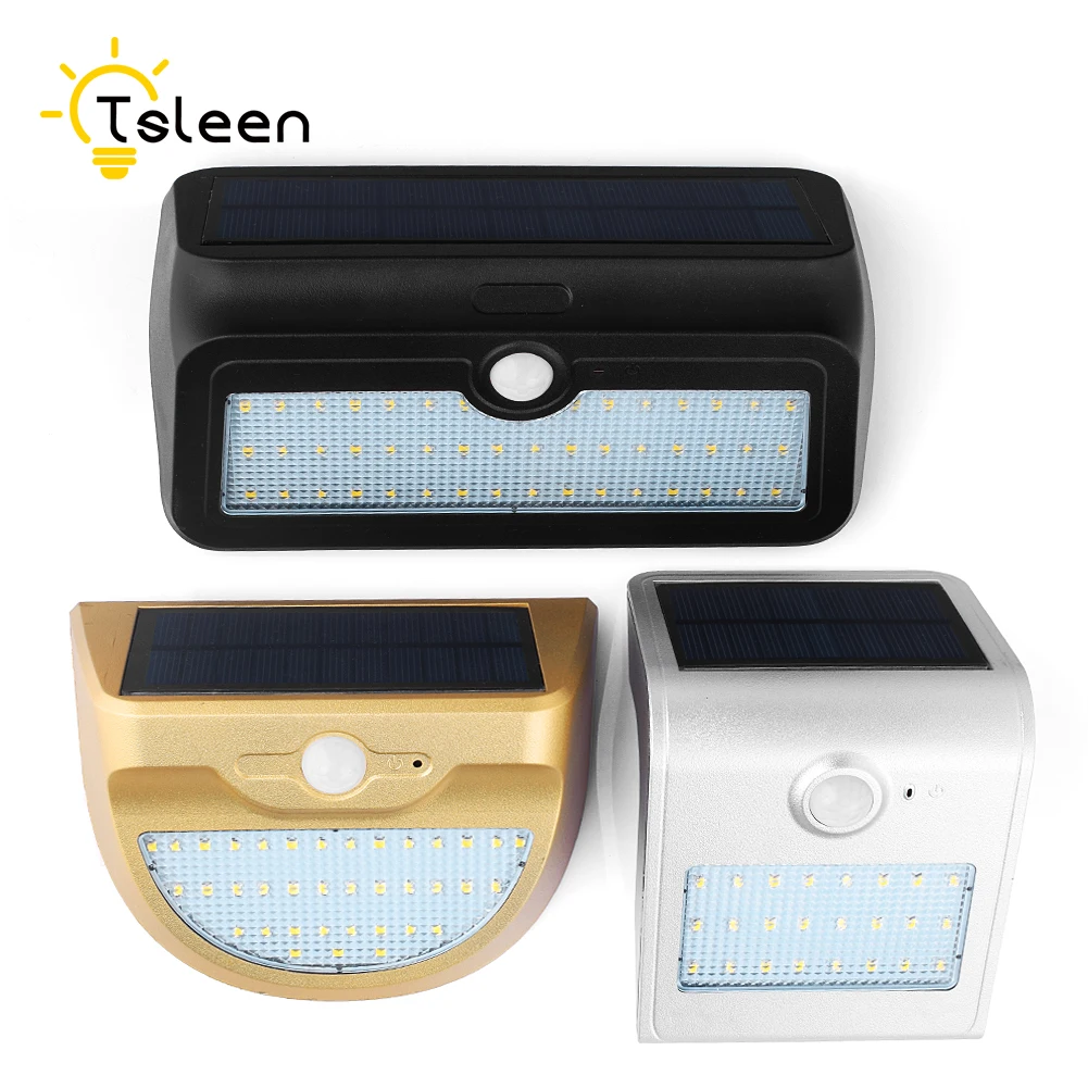 

TSLEEN 2Pcs LED Solar Light 24 37 46 LED Outdoor Wireless Solar Motion Sensor Security Lamp Dimmer + 18650 Battery Energy Lights