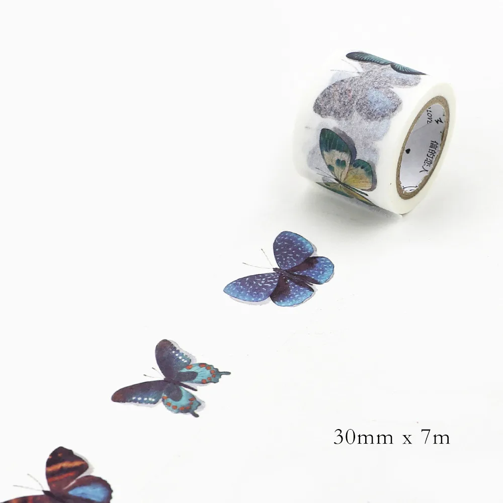 Rain Butterfly Specimen Fita Adesiva Decorativa Masking Tape 30mm Doces