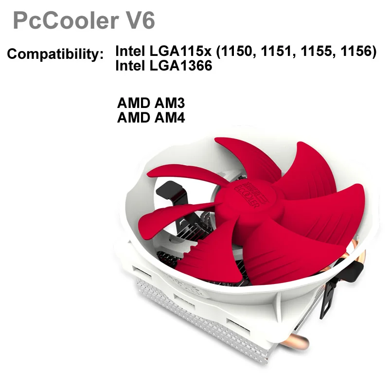 PcCooler Q127 V6 4pin ШИМ 12 см вентилятор 4 тепловых трубки охлаждения процессора для Intel LGA1151 1150 775 115X1366 2011 для компьютера AMD радиатор - Цвет лезвия: AMD 115X 1366