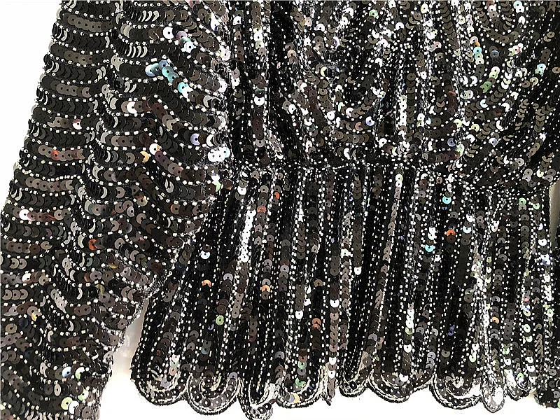 Colors Ruffles Sequined Beading Women Luxury  Fashion V-neck Batwing Sleeve Pullovers Blouse Top 21