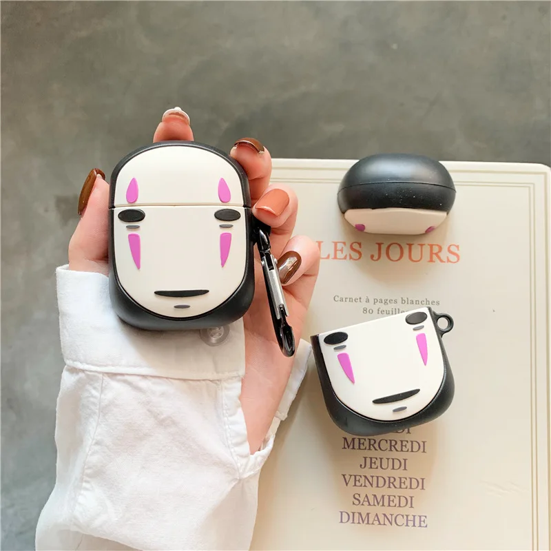 

Silicone Bluetooth Earphone Case for Airpods Cute Protective Cover Anti-lost Strap for airpods 2 Accessories No Face man design