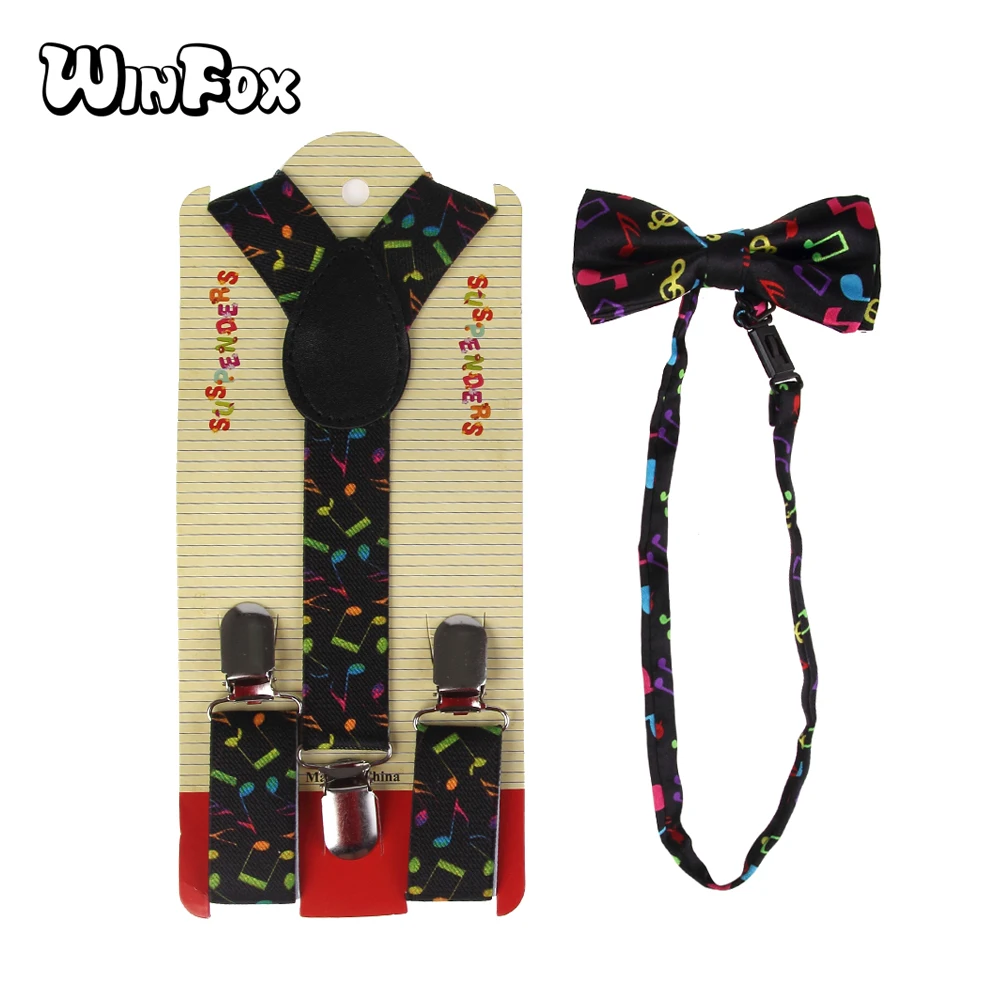 Ship from US Kids Boys Girls Flag Clip-on Suspender and Bow Tie Sets