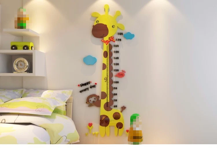 Elephant KUNAW Baby Height Growth Chart Ruler for Kids,Removable 3D Giraffe Cartoon Ruler Wall Sticker Childrens Bedroom Decoration Magnetic Measurement Height Support Music Playback