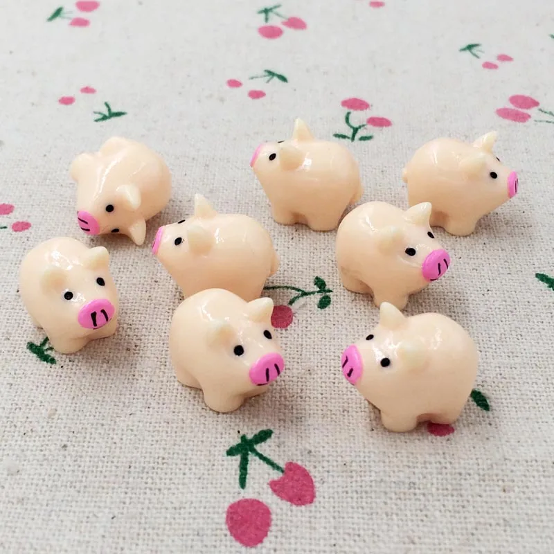 

10 Pieces Kawaii 3D Resin Pig Decoration Mini Fairy Garden Miniatures Terrarium Figurines DIY Craft Accessories Ornaments 20mm