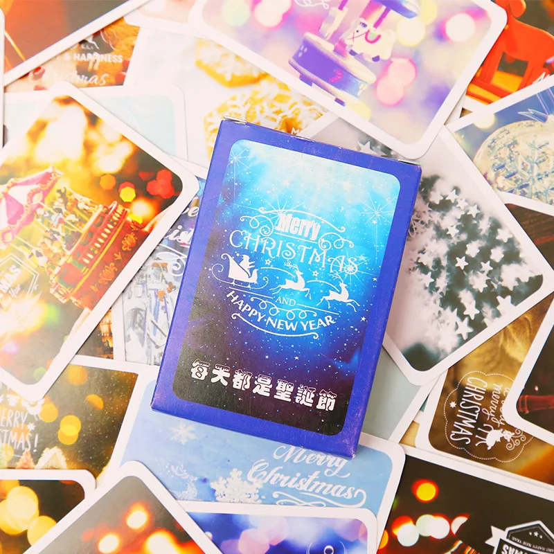 

28 pcs/set mini Merry Christmas card greeting card lomo memo card kids gift postcard kawaii stationery