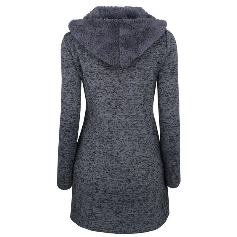 

2018 Europe America autumn and winter fashion new slim thickening large size horn buckle hooded woolen coat women's jacket G20