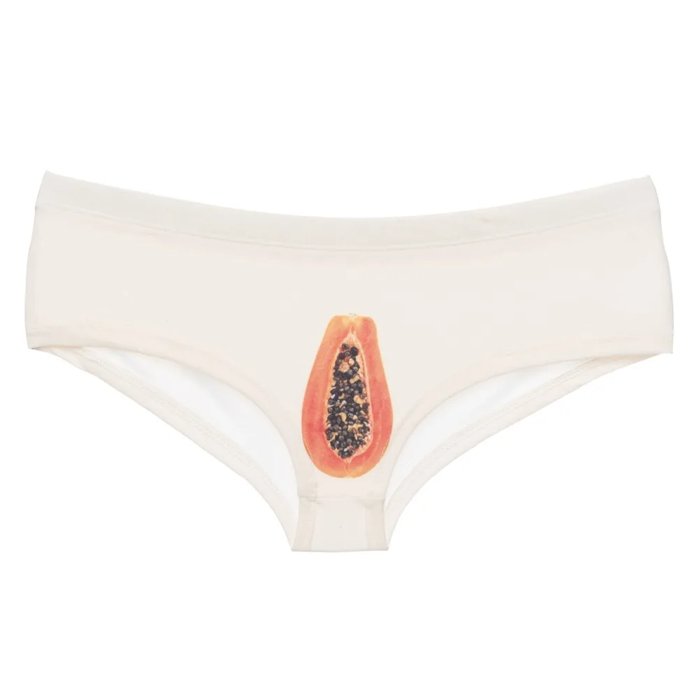 Женские трусики стринги LEIMOLIS papaya желто белые сексуальные с забавным принтом