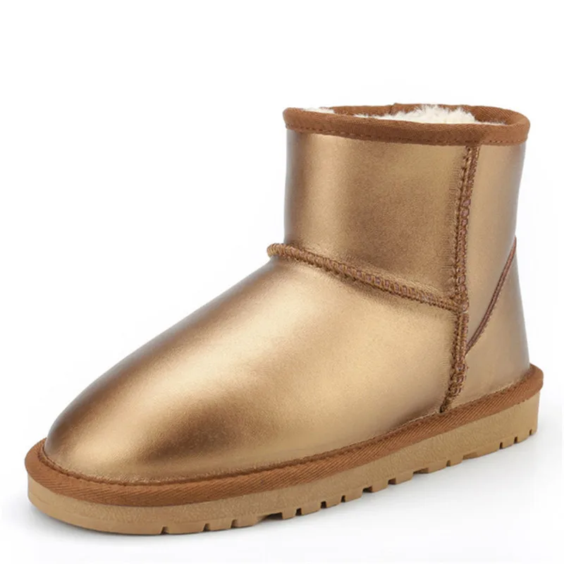 

grwg 2018 Warm Women Snow Boots Cowskin Ankle Boots Woman Genuine Leather Snow Boots Women 100% Natural Wool Winter Boots