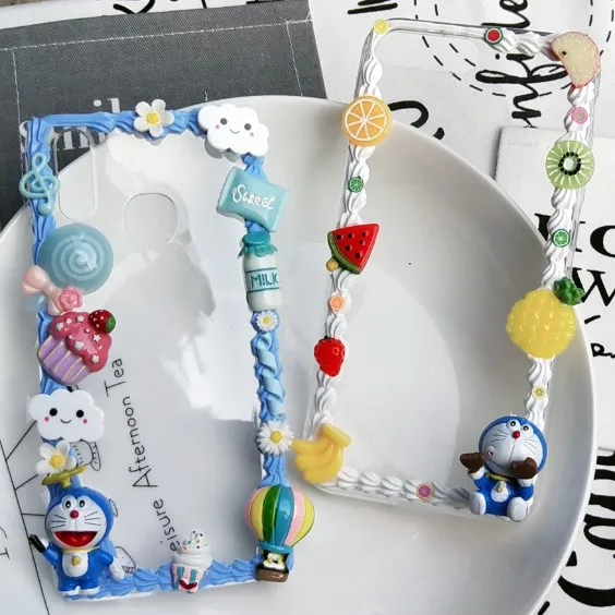 Новинка для iphone 5 SE 8 7 6 6s DIY чехол 3D Doraemon чехол для телефона для iphone 8 7 6 6s plus ручной работы крем карамельный чехол подарок для девочки
