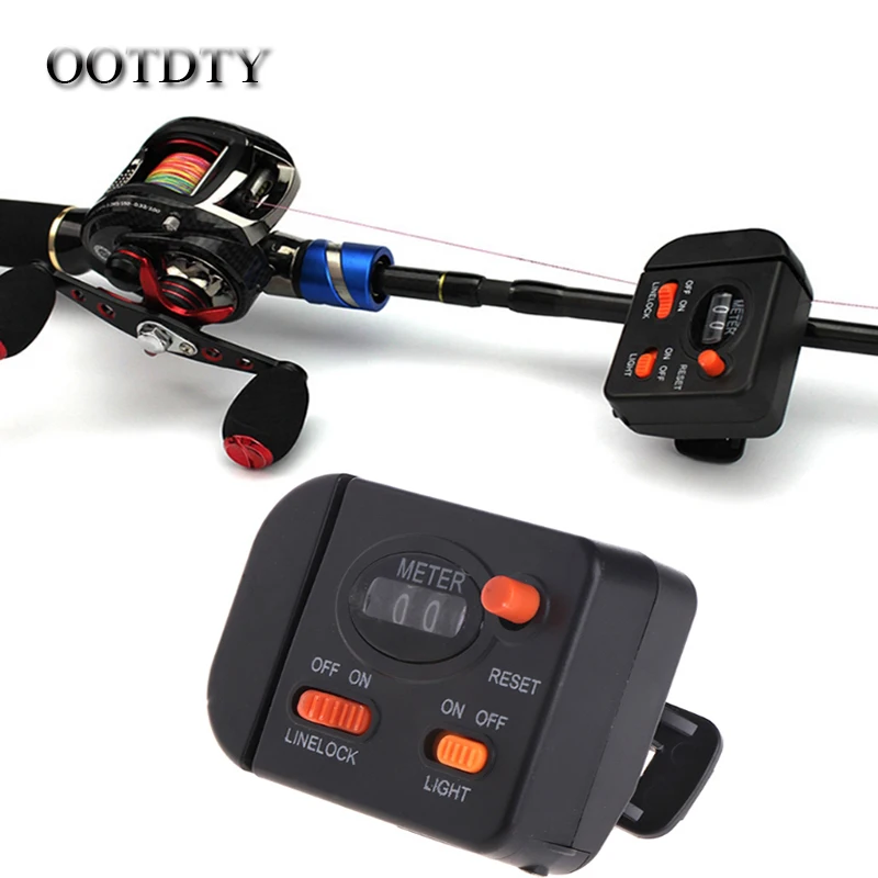 

OOTDTY Fishing Line Counter Clip On Rod Meter Gauge Depth Finder Digital Jigging 99.9m Fishing tool dorp shipping