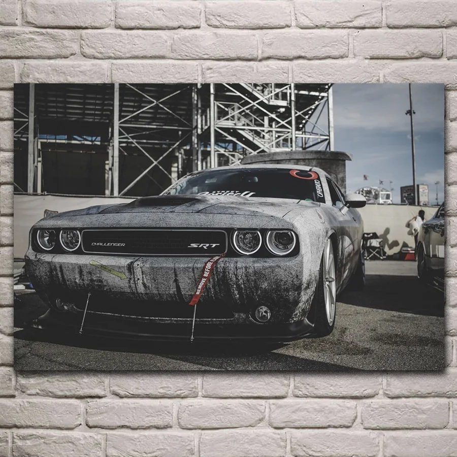 Крутой спортивный автомобиль challenger srt художественный Декор для гостиной дома деревянная рамка тканевый
