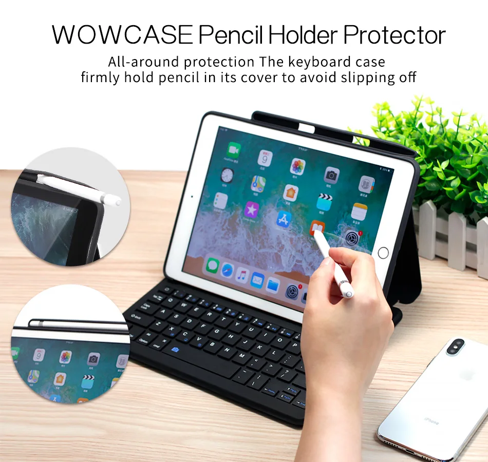 WOWCASE Беспроводная клавиатура-чехол на iPad 9,7/11/12,9 несколько Фолио Подставка на iPad пенал держатель Зарядка на ipad чехол чехол на айпад 11" 12.9" Держатель для яблочного карандаша