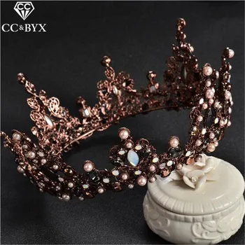 

CC Tiaras And Crowns Crystal Beads Bridal Crown Vintage Wedding Hair Accessories For Women Engagement Brides Party Jewelry HG296