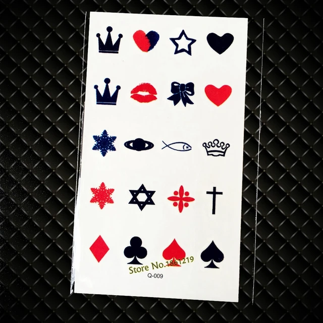 waterproof hand finger tattoos red lip poker bow cross crown waterproof hand finger tattoos red lip poker bow cross crown