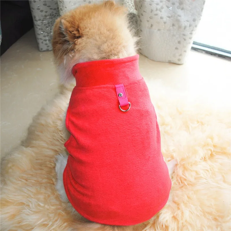 Одежда для собак Pet пальто Зимние теплые флисовый, для питомца костюм Малый Собака Одежда для котят и щенков Французский бульдог roupa cachorro мопс - Цвет: Красный