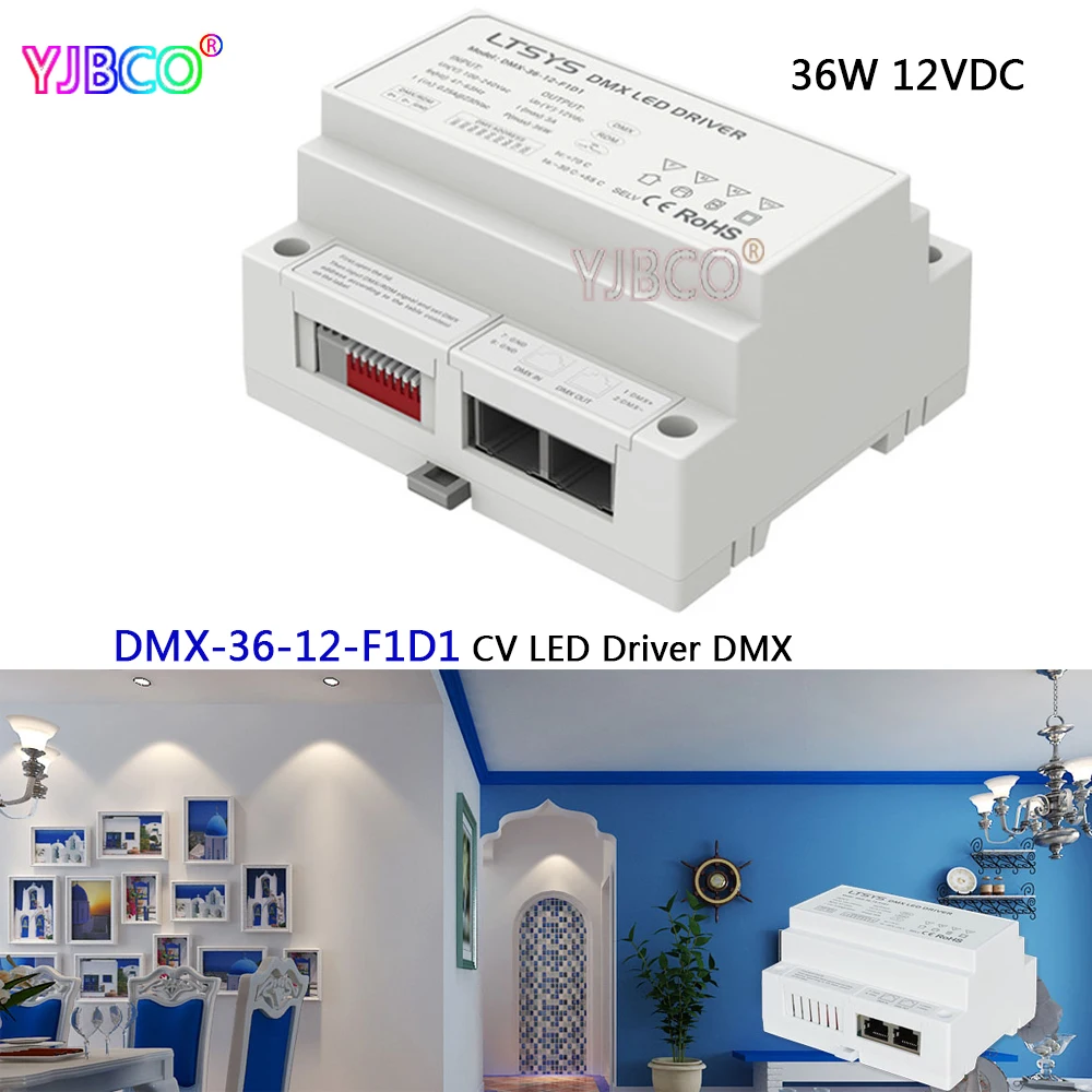 

led dimming intelligent driver;DMX-36-12-F1D1;12V/3A/36W DMX512/RDM output AC100-240V input CV DMX LED driver