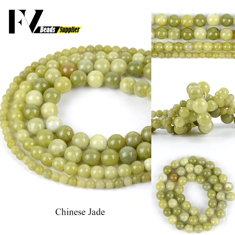 

Natural Chinese Jades Round Beads for Jewelry Making 4mm-12mm Semi Precious Stones Beads Diy Women Men Bracelets Accessories 15"