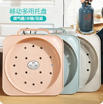 

Moveable Rolling Storage Tray Moveable Gas Tank Swivel Bracket Plastic Base Basin Holder With Pulley