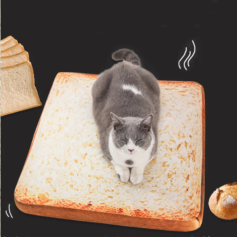 Creative Soft Comfortable Bread Toast Cat Bed Mat Soft Fleece Puppy