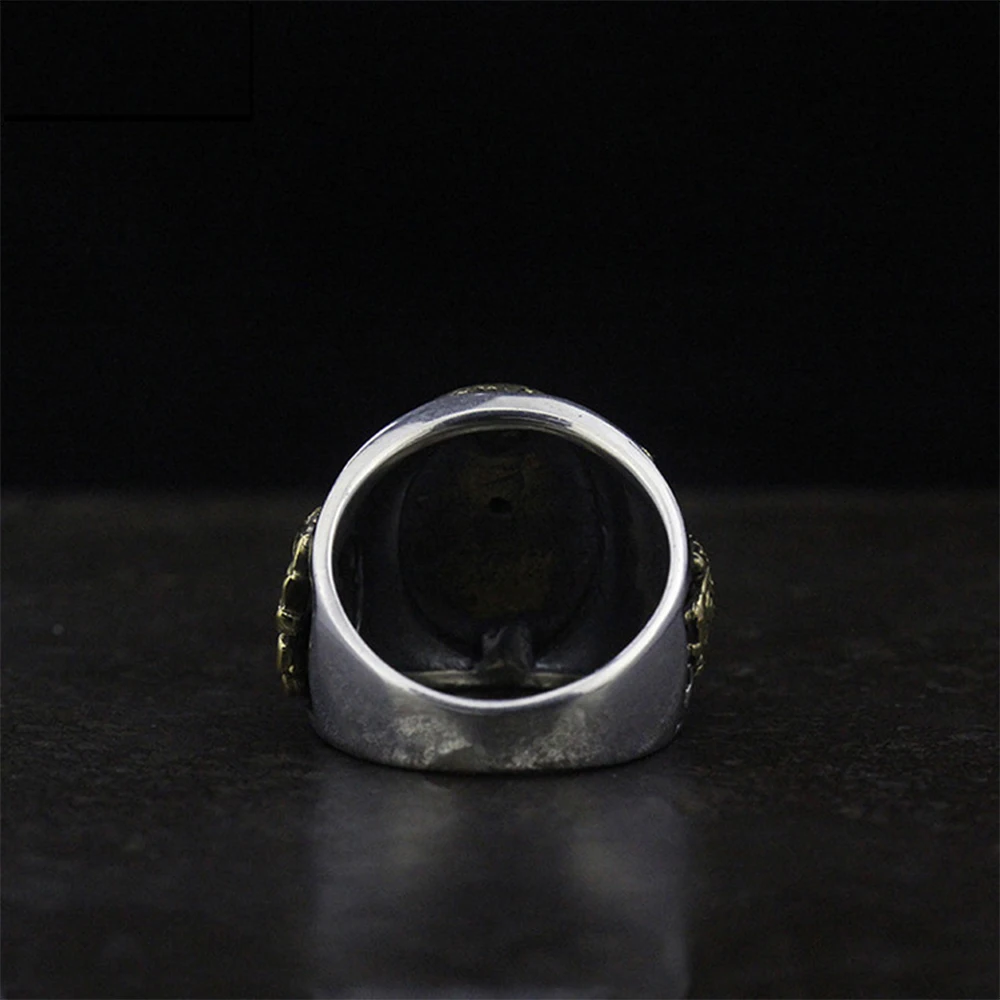 MetJakt, винтажное 925 пробы Серебряное кольцо богини буддизма с лотосом, кольцо ручной работы для мужчин, хорошее ювелирное изделие