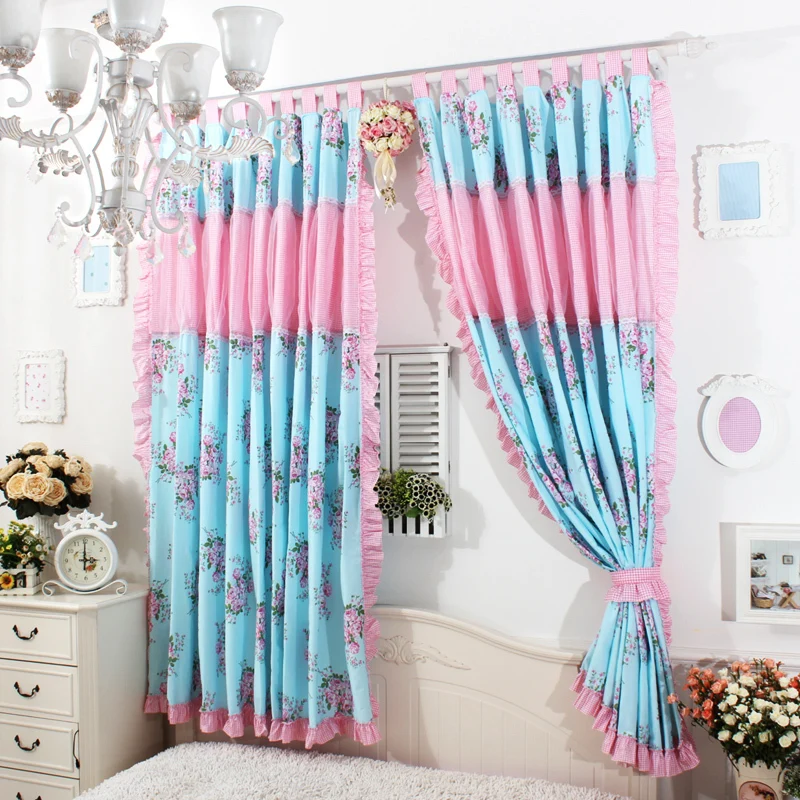 European Princes Blue Rose Ruffle Curtain Window Treatment Curtains European Princes Blue Rose Ruffle Curtain Window Treatment Curtains For Bedroom Curtian S Room Two Panels In From Home Garden On