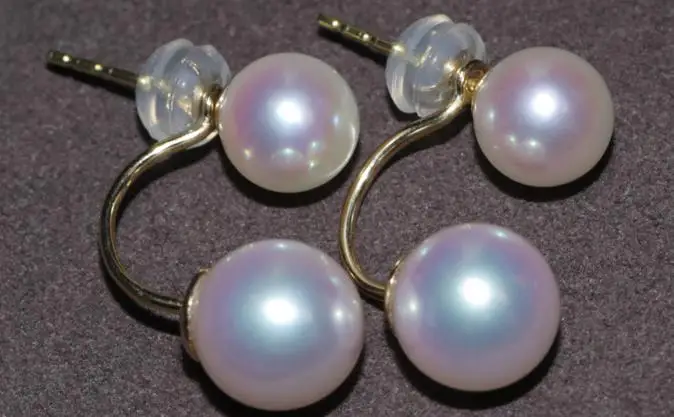 charming pair of south sea 5-10mm round white pearl earring 14 | Украшения и аксессуары