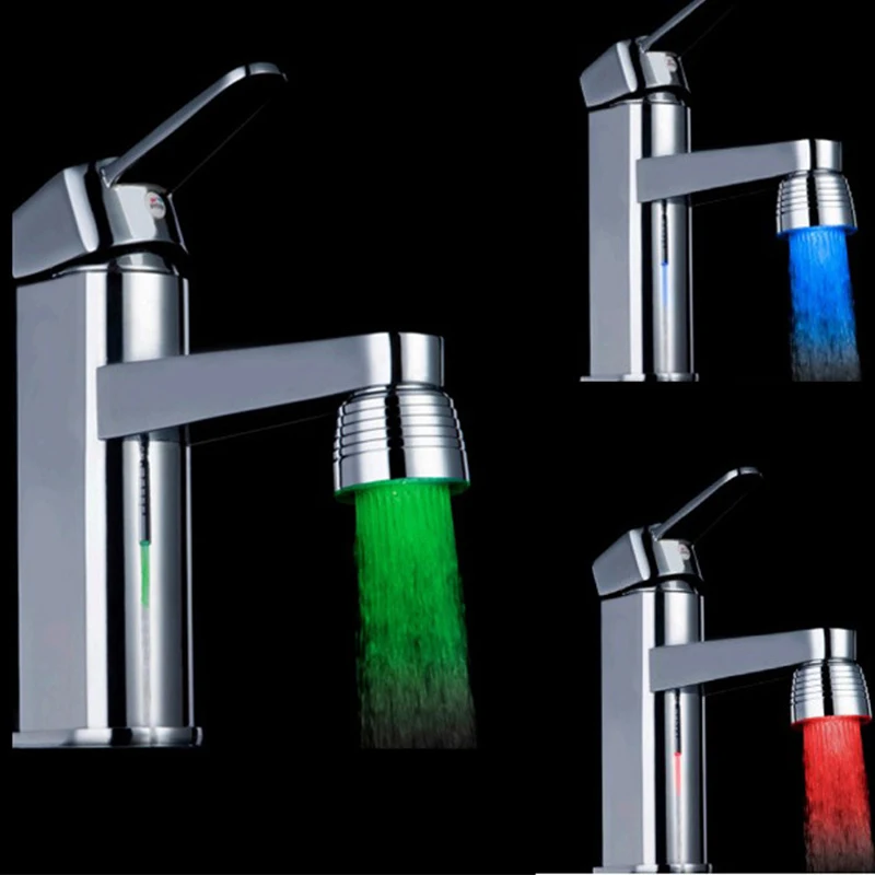 

Temperature Sensor 3 Color Kitchen bathroom Water saving shower heads Tap Faucet RGB Glow LED Light showerhead Square brand new