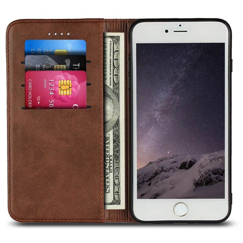 Кожаный чехол-кошелек для Apple iPhone 6, 6s, 7, 8 plus, X, чехол, роскошный флип, бизнес-чехол для iPhone, чехол для телефона Магнитный аксессуар