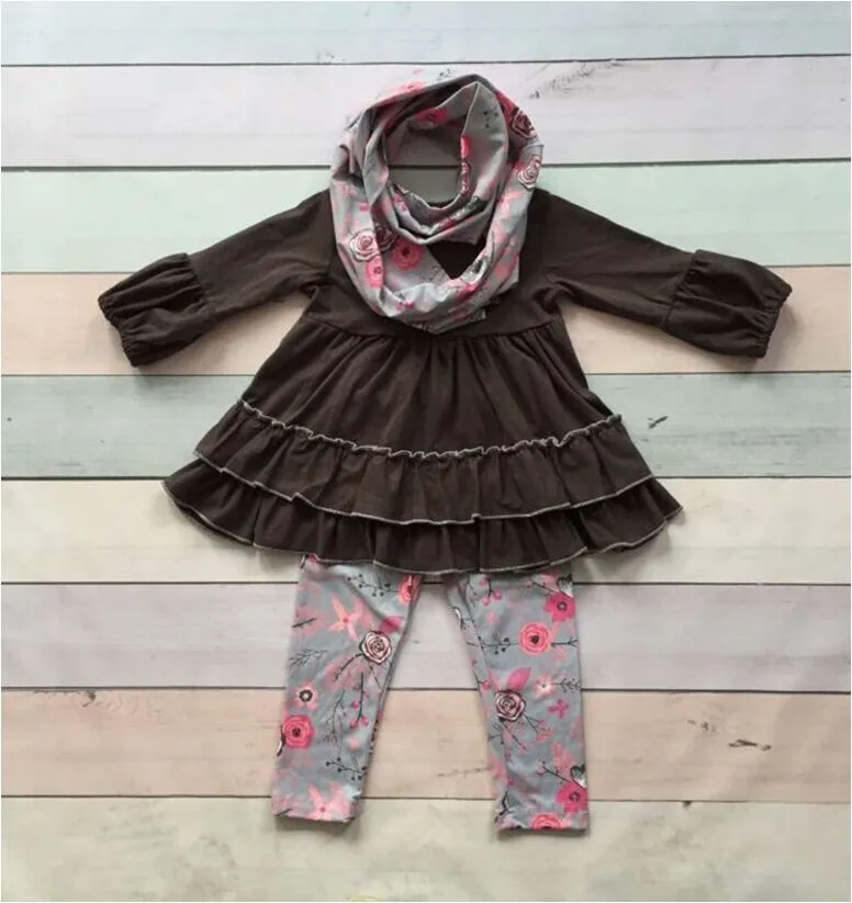 wholesale baby girls bulk Fall/ winter outfits kids grey clothing pant