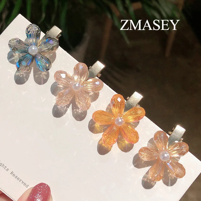 

ZMASEY 2019 NEW Shiny Crystal Rhinestones Hairpins Geometric Rectangle Waterdrop Imitiation Pearl Hair Clips Hair Accessories