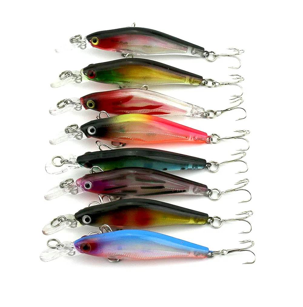 HENGJIA 4PC 8cm 6.3g Hard Plastic Minnow Lure Acoustic Noisy Swim bait